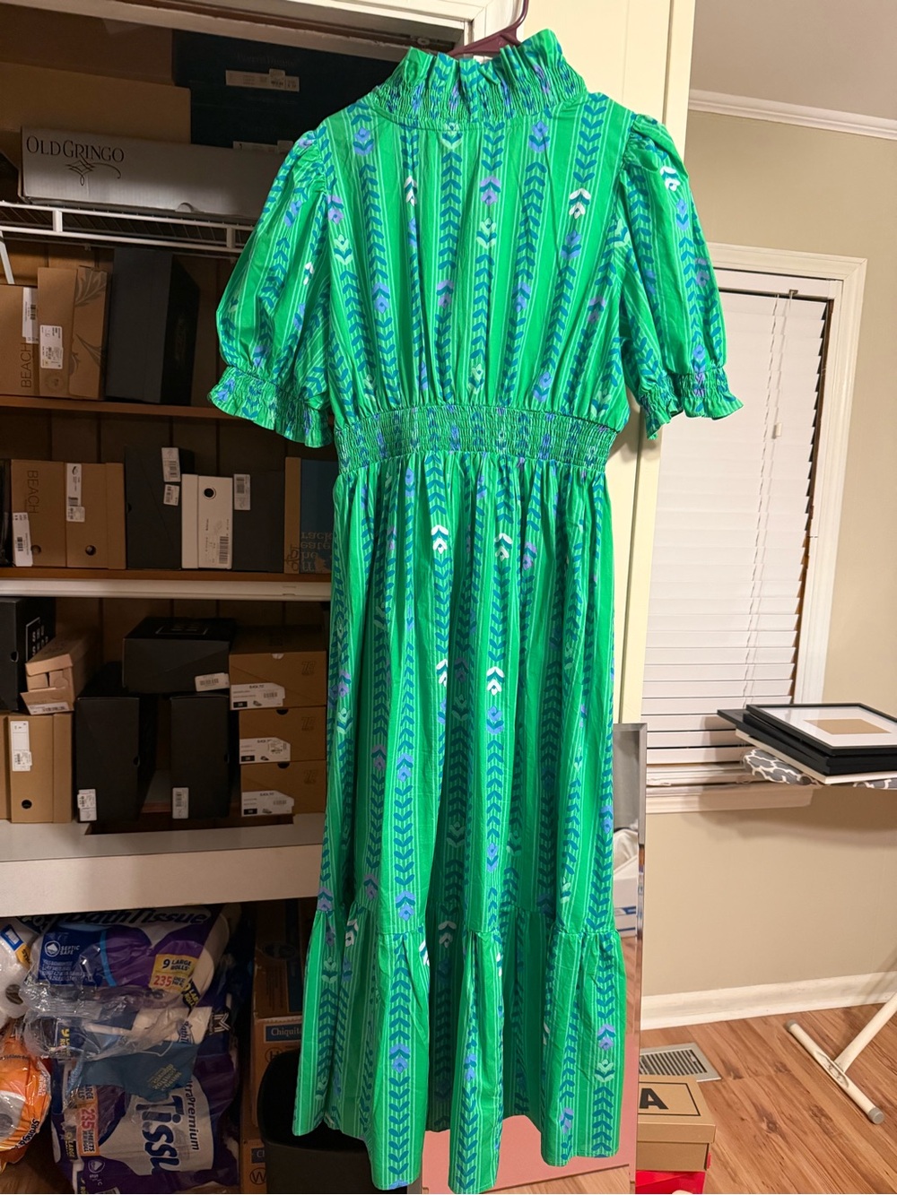 Umgee Green and Blue Printed Maxi Dress - Picture 4 of 4
